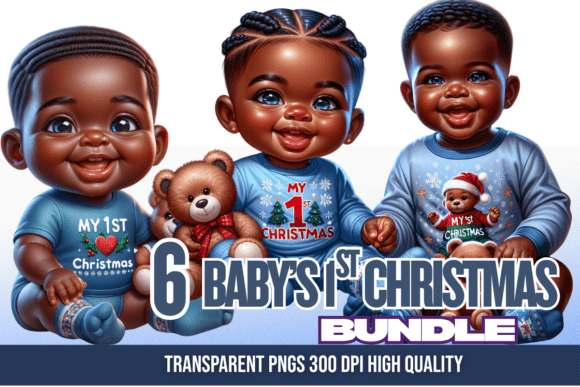 Baby Boys First Christmas PNG Bundle Illustrations