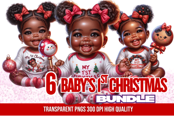 Baby Girl’s First Christmas PNG Bundle