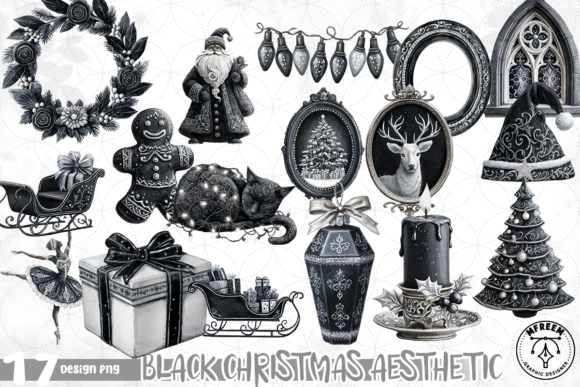 Black Christmas Aesthetic PNG for Illustrations