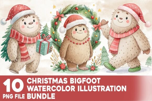 Christmas Bigfoot Watercolor Bundle: A Designer’s Review for Illustrations