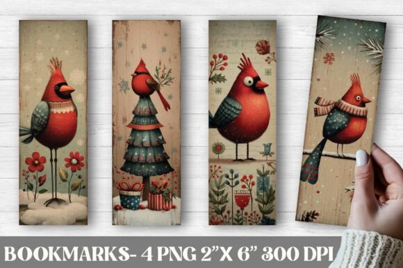 Christmas Cardinal Printable Bookmarks