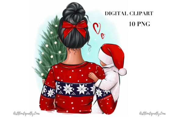 Christmas Mother and Child, Holiday PNG Illustrations Review