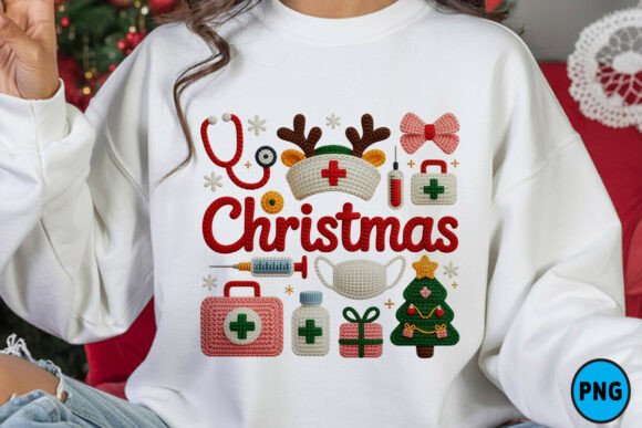 Christmas Nurse Crochet PNG: Seasonal Illustrations for Blog Graphics