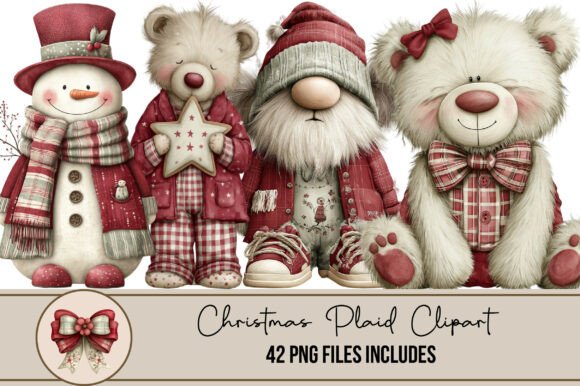 Christmas Plaid Clipart: Festive Illustrations for Handmade Designs