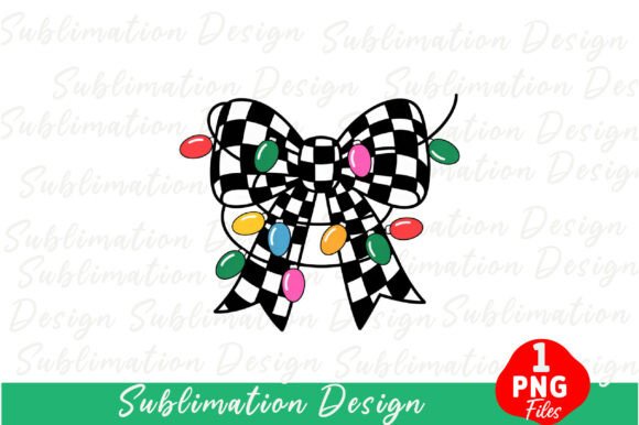 Coquette Christmas Lights Bow PNG in Illustrations