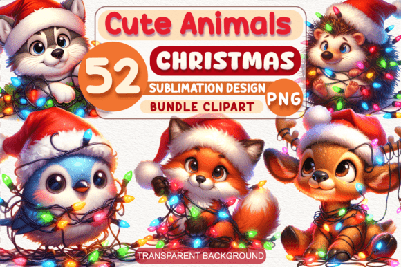 Cute Christmas Animals with Garlands PNG: A Brand Designer’s Review of Holiday Illustrations