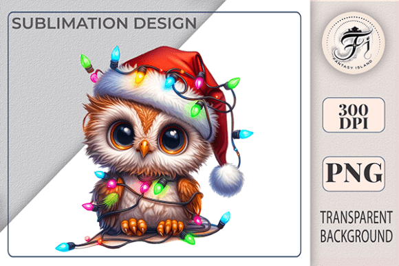 Cute Christmas Owl Clipart Cartoon PNG for Illustrations