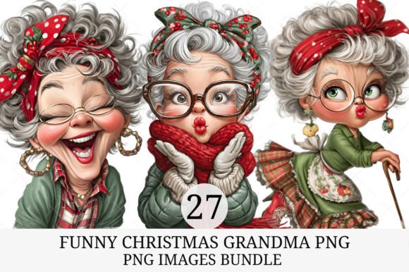 Funny Christmas Grandma PNG and Illustrations Review