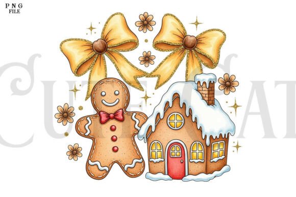 Gingerbread Christmas Coquette PNG for Illustrations and Blog Graphics