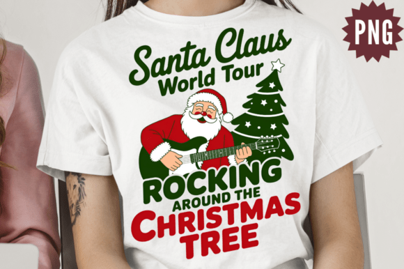 Rocking Santa Christmas PNG Sublimation in Illustrations