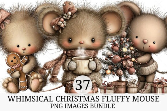 Whimsical Christmas Fluffy Mouse Clipart Review