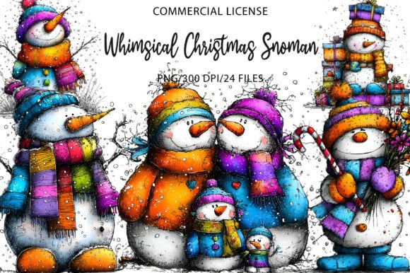 Whimsical Christmas Snoman Clipart and Illustrations Review