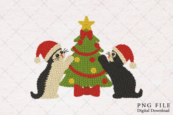Yarn Crochet Christmas Cute Cat Png